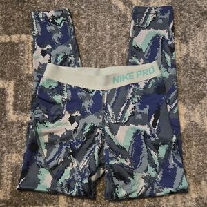 Nike Kids Camo Leggings - Blue and Teal